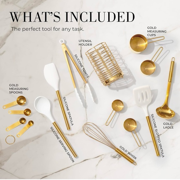 Elegant Gold and White Kitchen Utensils Set - Styled Settings - Picture 3 of 9